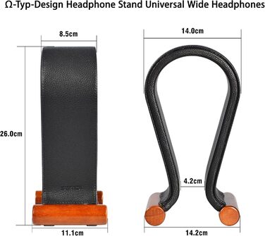 Підставка для навушників SAMDI з дерева та шкіри, універсальна, для геймінгу, дому, офісу (чорний)