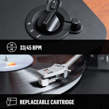 Вініловий програвач House of Marley Stir It Up Wireless з Bluetooth, попереднім підсилювачем, тонармом Audio-Technica, корпус із бамбука, швидкості 33/45 об/хв, екологічний дизайн, чорний
