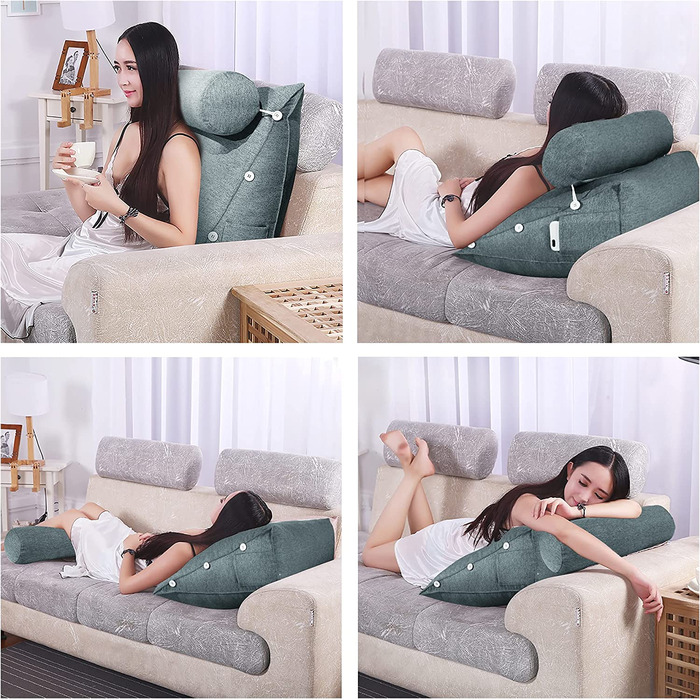 Подушка для спини, трикутна подушка для тіла, підголовник, подушка для ліжка, спинка для дивана, велика подушка для тіла, 60 см (сірий)