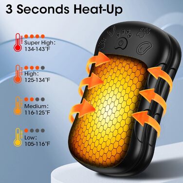 Електричні грілки для рук 2 шт. 6000 mAh, перезаряджувані, для кемпінгу, на вулицю, подарунок для чоловіків, жінок, дітей (чорний)