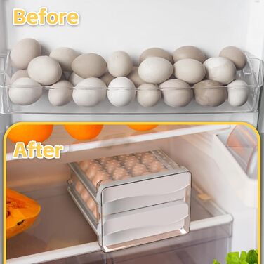 Контейнер для яєць Deecam на 40 яєць, органайзер для холодильника, прозорий, білий