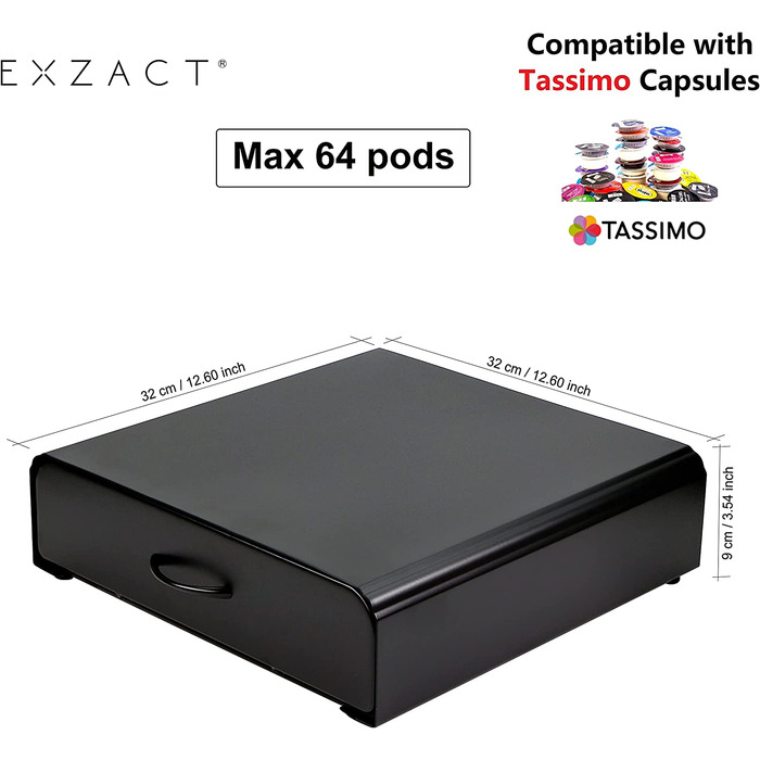 Висувні ящики для капсул Exzact Сумісність з Tassimo (64 капсули) - тримач для кавових капсул / ящик для зберігання / кавова капсула-