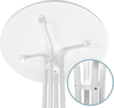 Стіл Beautissu розкладний, 70 см, білий Bellini – стійкий, погоджувальний, з анти-царапин покриттям. Підходить для вулиці, кафе, барів. Легка збірка, Ø 70 см. Ідеальний для вечірок та пікніків.