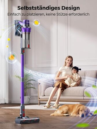 Акумуляторний пилосос SMOTURE 50000 Па, 65 хв роботи, з турбощіткою, для шерсті тварин, килимів, підлоги, авто - фіолетовий