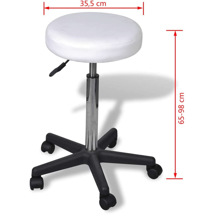 Стілець на коліщатках VidaXL, робочий стілець, обертовий стілець, косметичний стілець, офісне крісло (, білий)