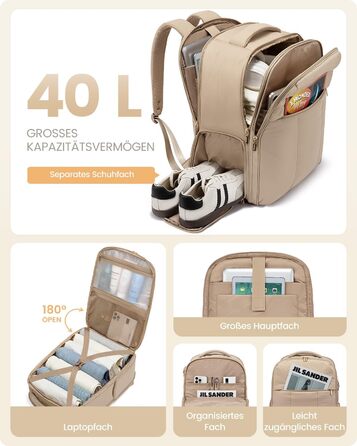 Рюкзак для ручної поклажі OVEVOOK: місткий, 40л, для ноутбука 17