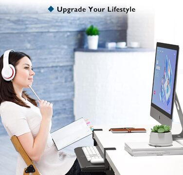 Підставка для клавіатури BONTEC під стіл, висувна з К-подібною фіксацією, великого формату, стійка, висувна, 650(760мм) x 300 мм, вінтажно-коричнева, ДСП