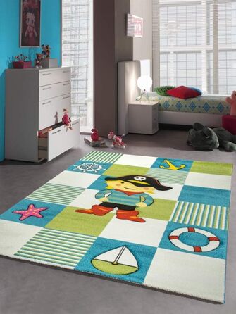 Килим-мрія дитячий килим килимок для дитячої кімнати килимок пірат бірюзово-зелений кремовий Розмір 120x170 см 120x170 см