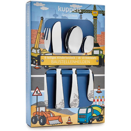 Набір дитячого посуду Kinderbesteck Set 4-teilig з персоналізацією - іменна гравіювання на ніж, виделка, ложка та чайну ложку - ідеальний подарунок на народження, хрещення, день народження