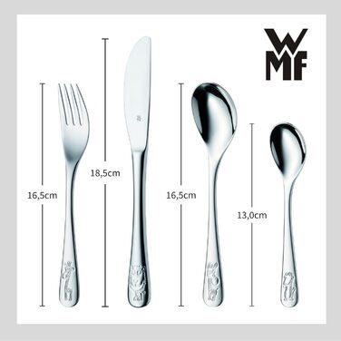 Дитячий столовий прилад WMF Safari з гравіюванням імені - персоналізований столовий прилад - індивідуальний хрещення для хлопчика/дівчинки - набір з 4 частин