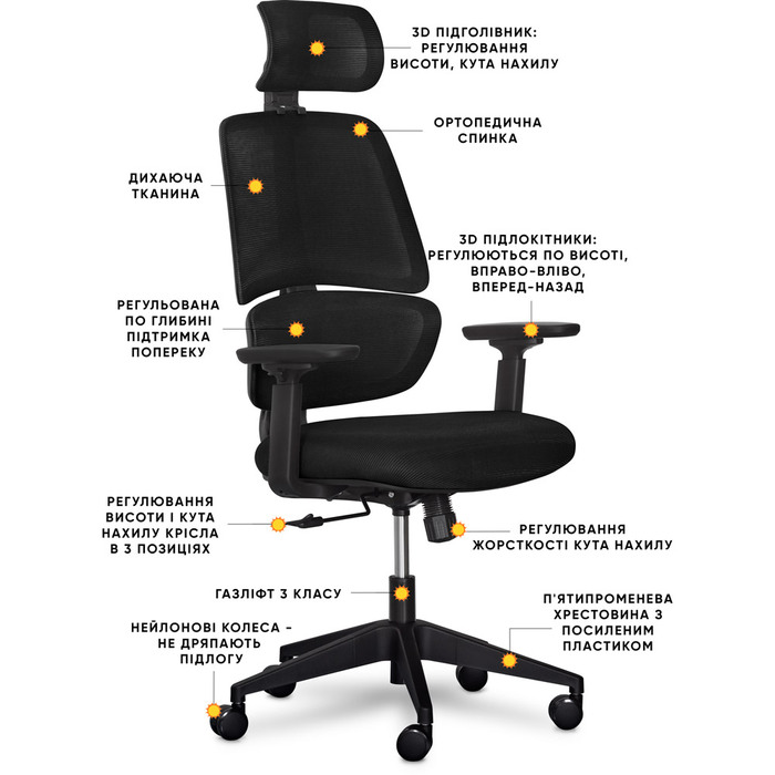 Крісло Mealux Leo Air Black (арт.Y-543 KB)