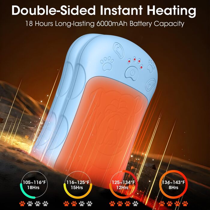 Електричні грілки для рук, 2 шт. 6000mAh, акумуляторні, багаторазові, для спорту, полювання, кемпінгу, теплий подарунок для жінок, чоловіків, дітей, блакитні