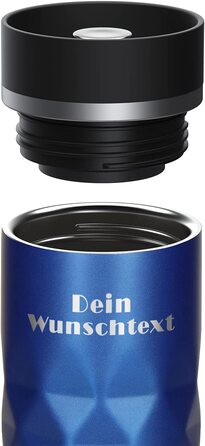Персоналізована Термальна чашка з еластичної нержавіючої сталі-100 герметична і термоізольована кавова чашка - 450 мл ізольована чашка Coffee to go-Індивідуальна гравірування з ім'ям або прислів'ям (ультрамариновий синій)