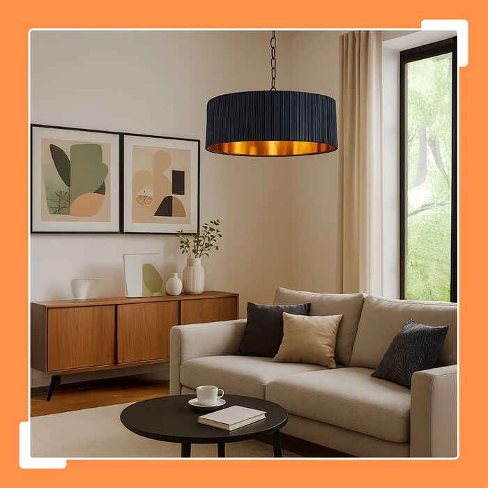 Relaxdays Підвісна лампа з абажуром з тканини