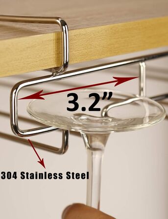 Підставка для склянок BAFVT – 2-ярусна, з нержавіючої сталі, для кріплення під шафку, органайзер для склянок (срібляста)