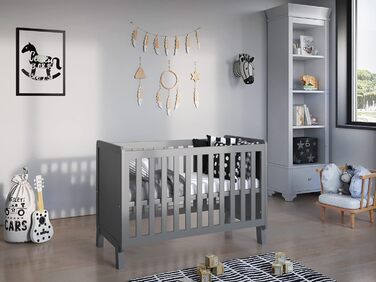 Дитяче ліжко-приліжкова ліжечко Love For Sleep 120x60 з матрацом з піною Aloe Vera, сіре - ліжко для новонароджених, збірна конструкція