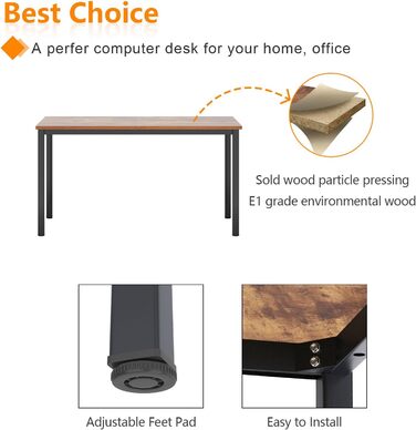 Комп'ютерний стіл SogesHome 120x60 см, дуб та чорний, для дому та офісу