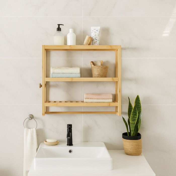 Поличка для ванної кімнати Relaxdays з тримачем для рушників