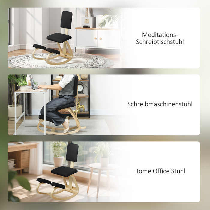 Крісло для ніг з ергономічним дизайном, підставка для ніг, стілець для здоров'я для дому, офісу, медитації, чорного кольору