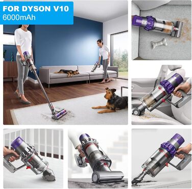 Змінна батарея 6000 мАг для пилососа Dyson V10 SV12 Animal/Absolute/Motrhead/Fluffy/Total Clean