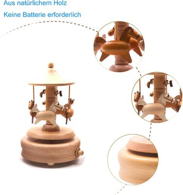 Карусельна музична шкатулка ре мажор канон, дерев'яна іграшка