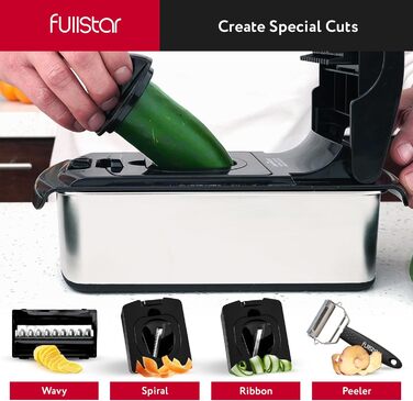 Многофункціональний овочевий слайсер-мандоліна 14-в-1 з нержавіючої сталі (чорний)