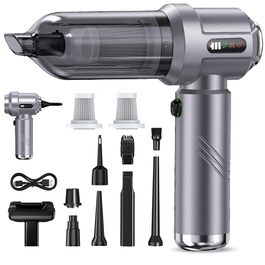 Акумуляторний ручний пилосос 4-в-1 (22000Па), бездротовий електричний пилосос та повітродувка для авто, дому, кухні та шерсті тварин, 3 режими, сріблястий