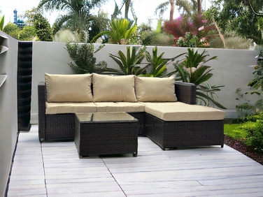 Двосторонній садовий кутовий диван SFS066 MTG, комплект садових меблів, коричневий