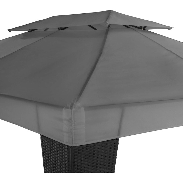 Поліротангова альтанка tectake 3x4 м, система подвійного даху для хорошої циркуляції повітря, водовідштовхувальна, садова альтанка, шатро для саду та тераси (чорний антрацит)