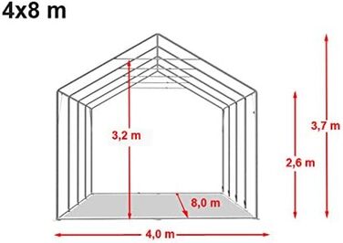 Намет для вечірок та заходів XXL 2,6 м, білий павільйон 800 PVC, водонепроникний (4x8 м)