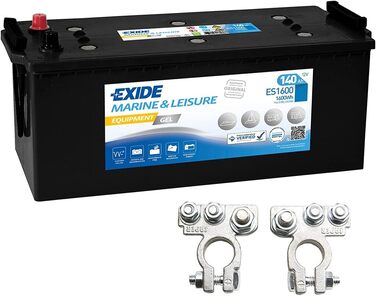 Гелевий акумулятор Exide Equipment ES 1600 12V 140Ah з полюсними затискачами Човен Сонячний будинок на колесах