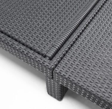 Шезлонг Daytona Deluxe Allibert Keter для саду, тераси та балкону, сірий, з регульованою спинкою, з подушкою, пластиковий, імітація ротангу, 195x65x25,5 см