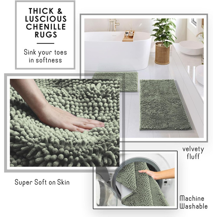 Набір аксесуарів для ванної кімнати Clara Clark Bad-Set Hunter Green (6 шт.), зелений, повний комплект + килимок для ванної