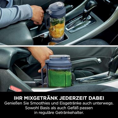 Портативний блендер Ninja Blast Max - 570 мл, акумуляторний, з чашею та кришкою, 3 функції, для смузі та протеїнових коктейлів (Marineblau)