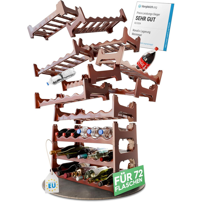 Стелаж для пляшок Novaliv на 36 пляшок з пластику, розширюваний, для вина, напоїв, спиртних напоїв
