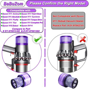 Змінний фільтр BaBuZom для пилососа Dyson V10/SV12, можна мити, 4 шт. и