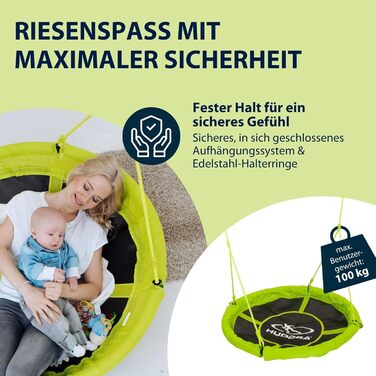Шоукель HUDORA Nestschaukel 110 - зелена сімейна гойдалка для дітей та дорослих (діаметр 110 см)