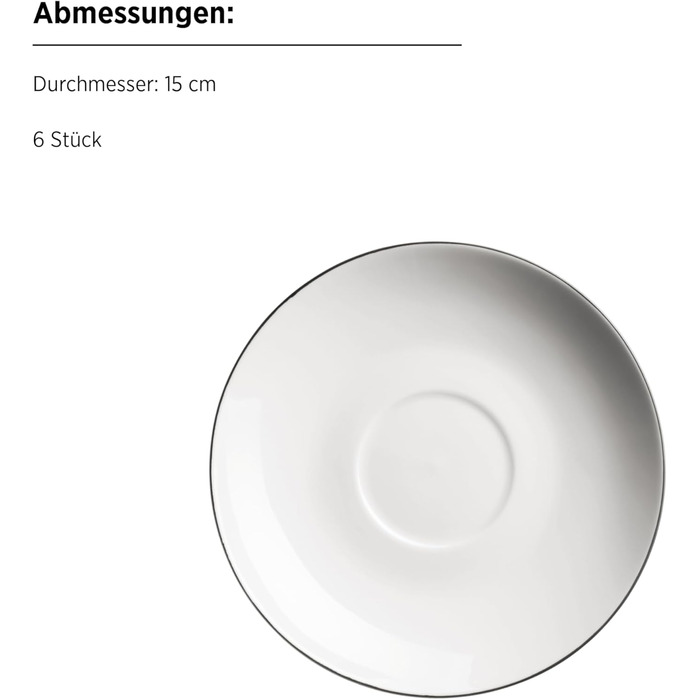 MÄSER Felise: Елегантний кавовий сервіз на 6 осіб, порцеляна, чорний кант