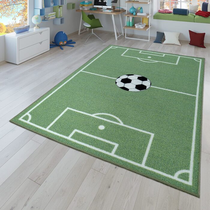 Дитячий килим tt Home, ігровий килим для дитячої кімнати з футбольним дизайном, зеленого кольору, розмір (діаметр 200 см круглий)