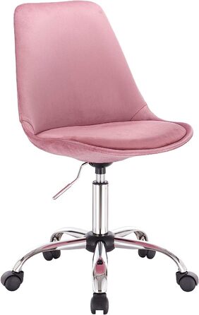 Робочий стілець WOLTU , стілець на коліщатках, офісний стілець, обертовий стілець, плавно регульований по висоті, Оксамитовий, рожевий, BS60rs