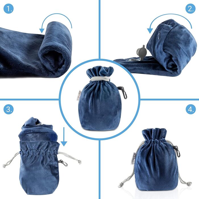 Набір подушок для подорожей (темно-синій) вкл. маску, заглушки та сумку, 10