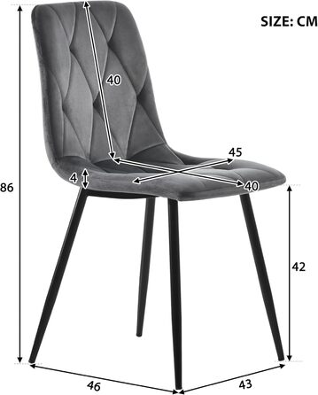 KUAKE Комплект обідньої групи: стіл 117x68 см та 4 стільці. Сучасний прямокутний обідній стіл та комплект стільців для кухні. Тканина темно-сірого кольору, чорні ніжки.