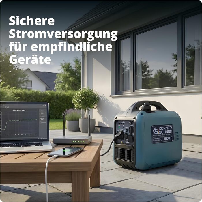 Інверторний генератор K&S Könner&Söhnen KS 1900i S, 2.0 кВт, з USB, мідна обмотка, для резервного живлення