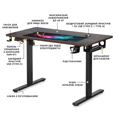 Стіл Mealux PowerDesk Energy Antique з електрорегулюванням висоти (арт. EVO-201 Energy A/B)