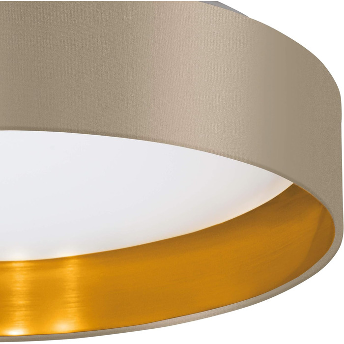 Настільна лампа EGLO Maserlo, текстильна приліжкова лампа на 1 полум'я, виготовлена з металу сріблястого кольору та тканини сірого, золотистого кольорів, розетка E27, вкл. вимикач (світлодіодний світильник на стелю)