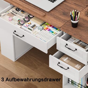 Регульований стіл для малювання AeasyG з 3 ящиками та 3-рівневими полицями, стійка конструкція з МДФ (50 кг вантажопідйомність) для художників та домашнього офісу, кут нахилу 0-80°, 60x120x76 см, білий