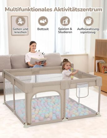 Манеж Dripex Baby 127x127см, Манеж дитячий з дихаючою сіткою, Дитячий манеж на блискавці, Дитячий манеж, Манеж малий темно-сірий (Коричневий 127127см)