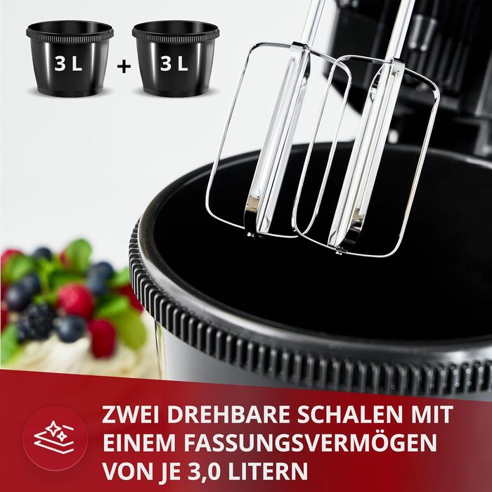 Кухонний комбайн MPM MMR-16Z з обертовою чашею 3,4 л, BPA free, 750W, білий. 5 швидкостей + Turbo, міксер з нержавіючої сталі, кухонний робот з двома чашами (чорний)