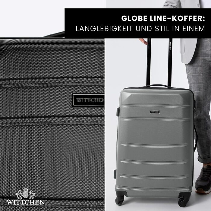 Чемодан для косметики/ручної поклажі WITTCHEN Globe Line | ABS, кодовий замок, 25 x 33 x 16,5 см, чорний | Підходить для Lufthansa, Eurowings, Ryanair, Condor, Discover Airlines