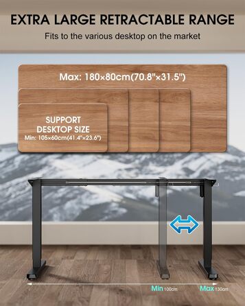 Електричний стіл-трансформер з регулюванням висоти та кабельною масою (чорний)